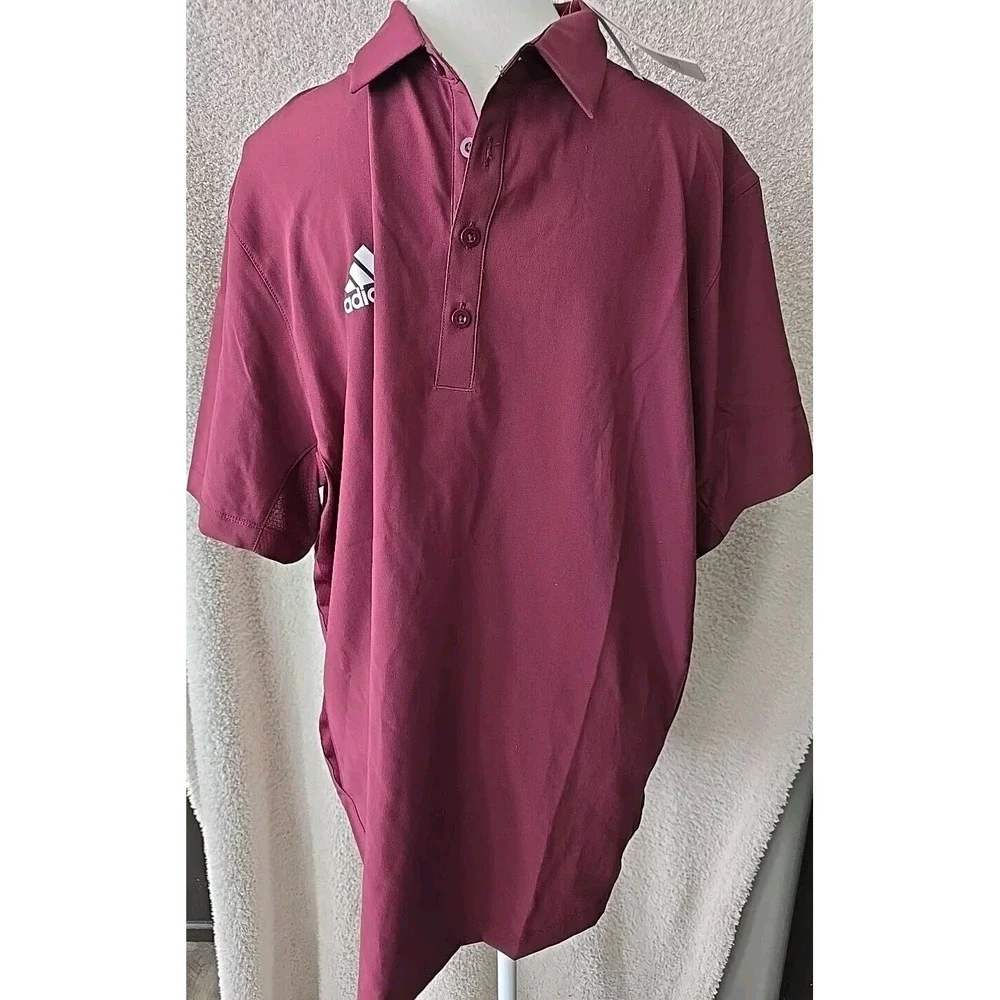 Adidas Men's M STM Polo. Maroon NWT Size L Short Sleeve Shirt Summer Golf